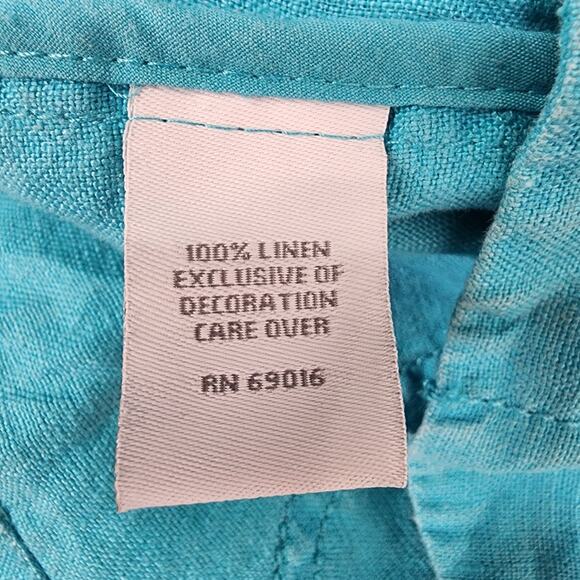Relativity Women 100% Linen Jacket Teal Blue Size XL Lightweight Utility Pockets - Picture 9 of 10